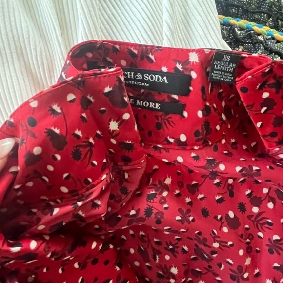 Scotch & Soda Scarlet Red Printed Long-Sleeve Maxi Dress - Picture 9 of 9